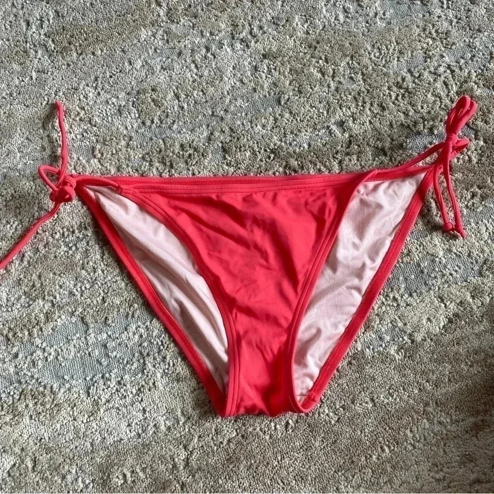 Victoria's Secret Coral Pink Tie Sides Bikini Bottoms: Large